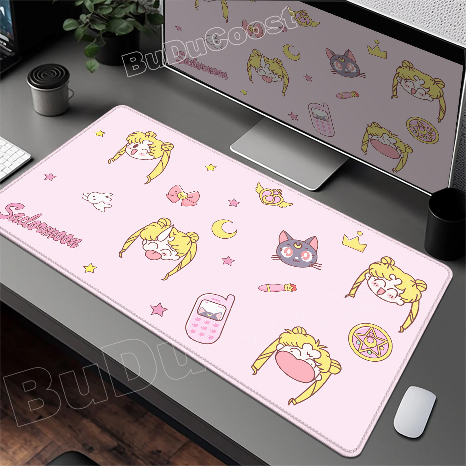 Pc Gaming Pink - Güzel Pembe Masa Matı Anime Sailor